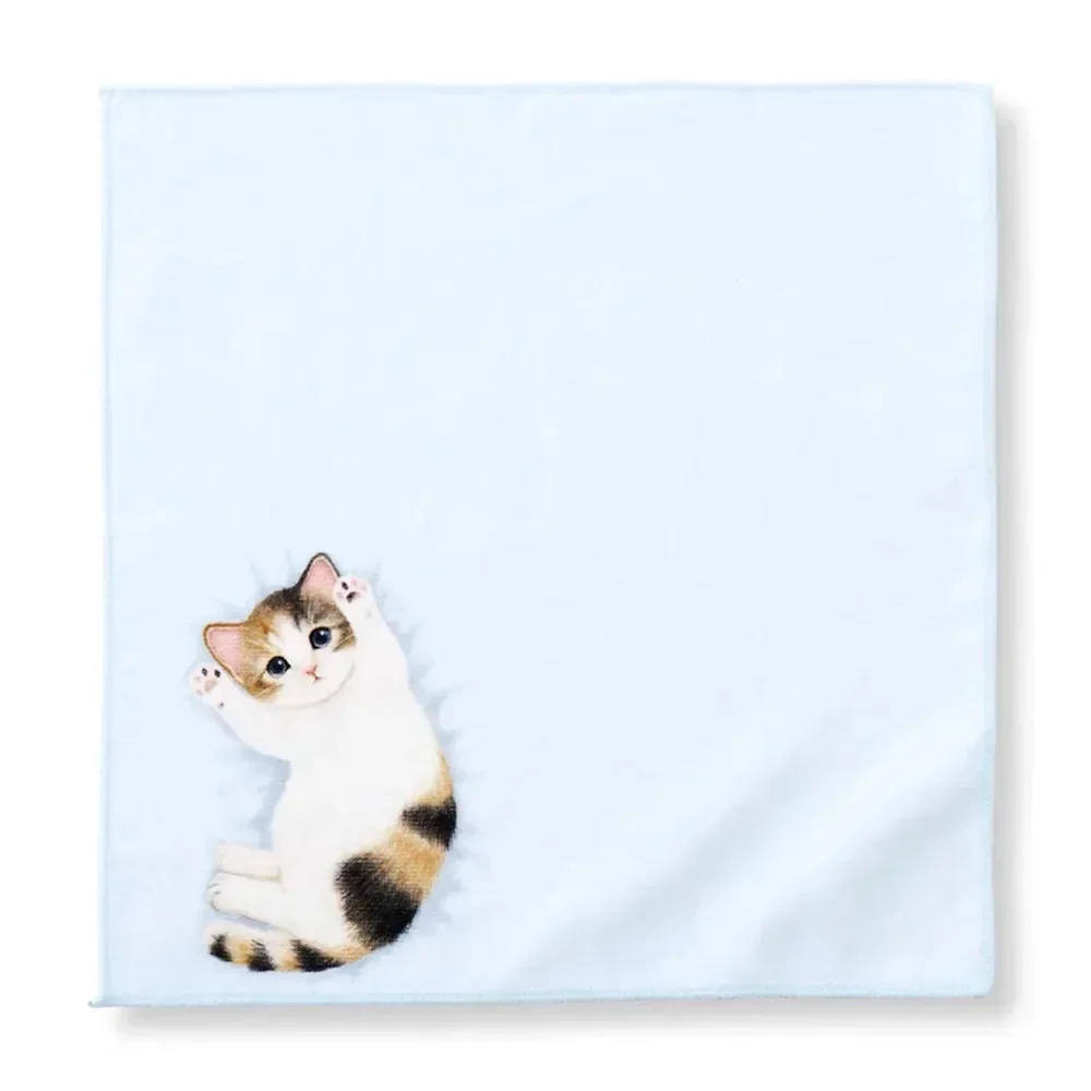 Description Picture 4 of itemJapanese Small Milk Cat Handkerchief Sweat Catty Pocket Handkerchief Square Towel Small Hand Cat Pattern Portable Towels 2024