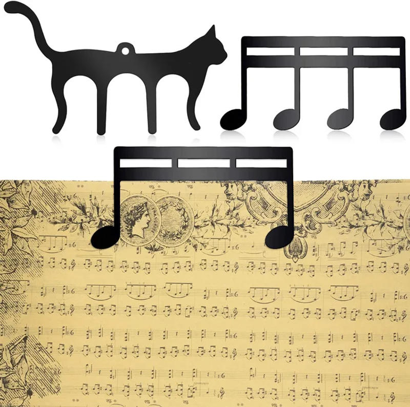 Description Picture 2 of itemMetal Music Book Clips Sheet Music Holder Chips for Sheet Stands Cute Cat Shaped Metal Music Bookmark for Piano Book Keyboard