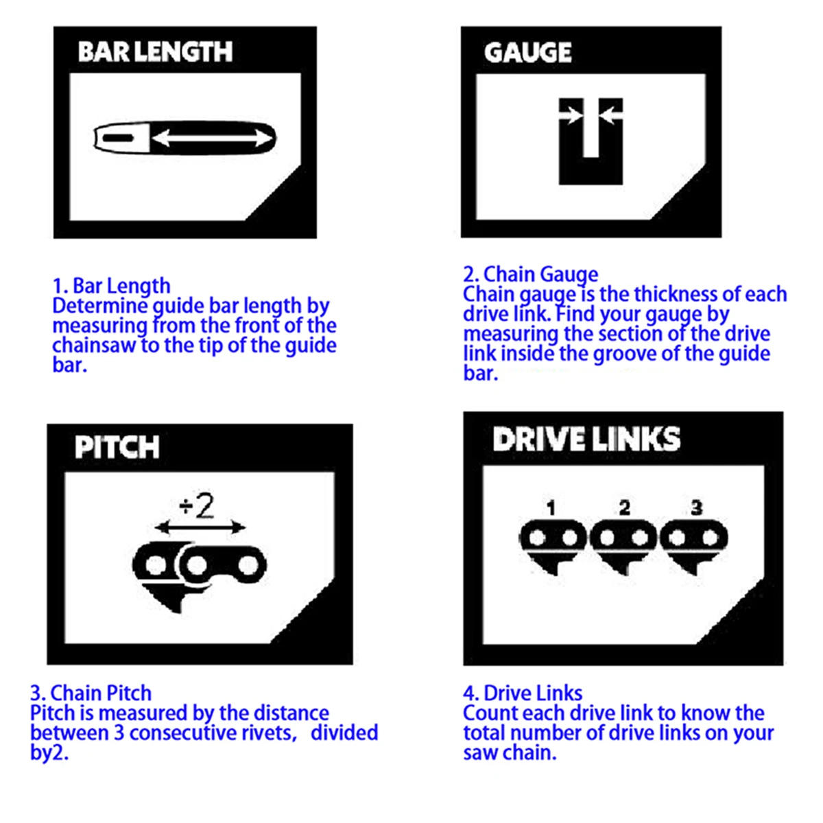 Description Picture 4 of item1/2/4pcs 4Inch Chains Saw 28DL 14 Cutter 1/4" Pitch .043" Gauge Rounded Cutterhead Replacement Parts Wood Branch Cutting Tool