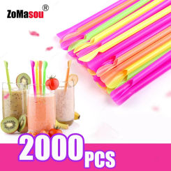 100-2000Pcs Plastic Spoon Straws Drinking Straw Color Milkshake Smoothie Spoon Straw for Bar Birthday Party Supplies Wholesale