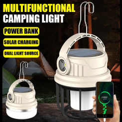 Portable Camping Light USB C Rechargeable Outdoor Spotlight Tent Lamp Emergency Light Solar Led Outdoor Lighting with Power Bank