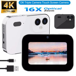 D6 Digital Camera 4K HD Camera 64GB Recorder Music Player Touch Control Screen Vlogging Camera Night Mode 64MP Camcorder