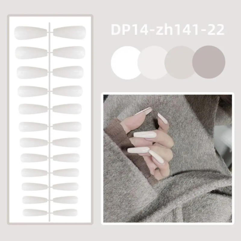Description Picture 6 of item24Pcs Full Cover Solid Color Fake Nails New Detachable Wearable Press-on Nails Manicure Bright Long Ballet False Nails Women