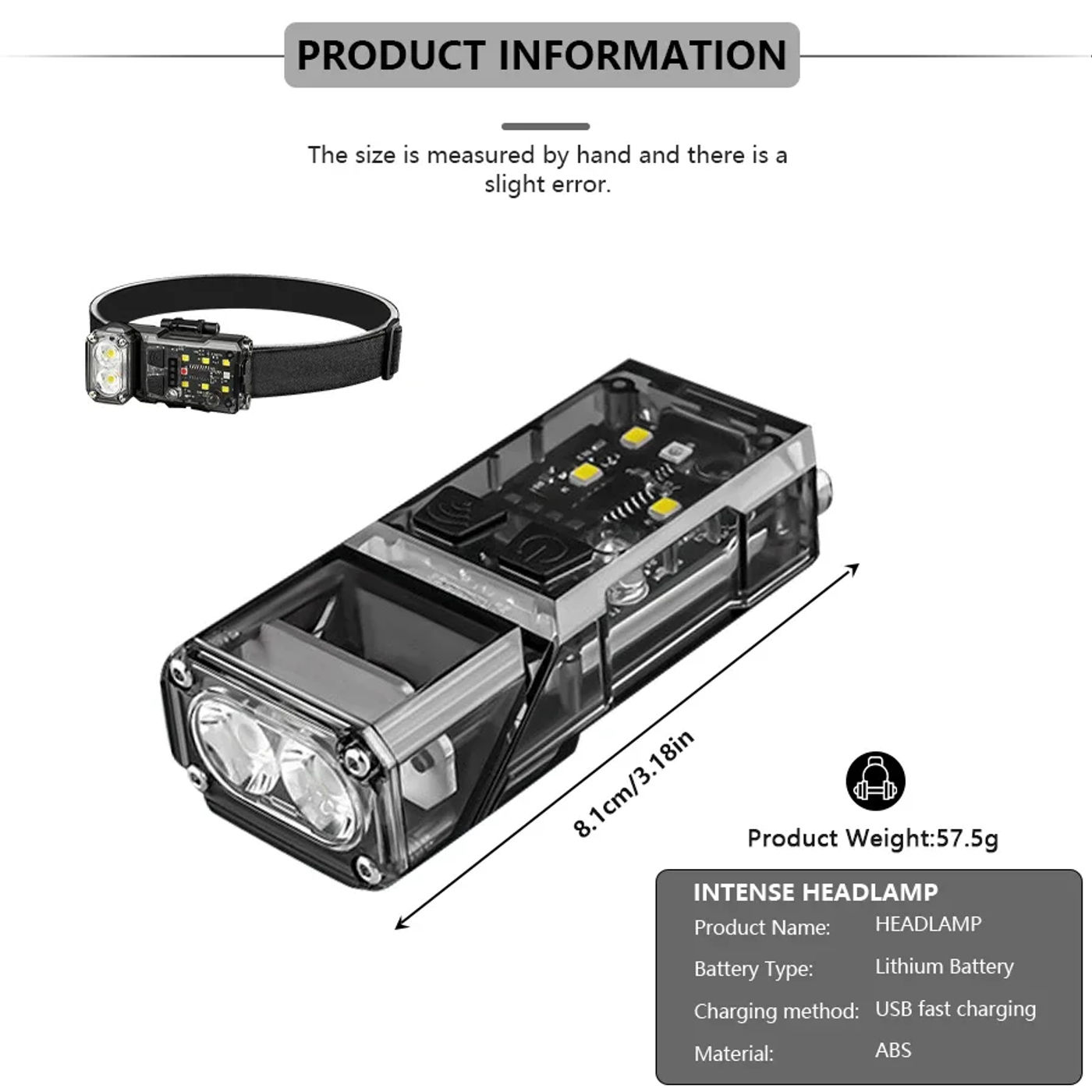 Description Picture 3 of itemNew Multifunctional LED Flashlight USB Rechargeable MIni Sensor Headlamp with Tail Magnet Outdoor Fishing Torch Camping Lantern