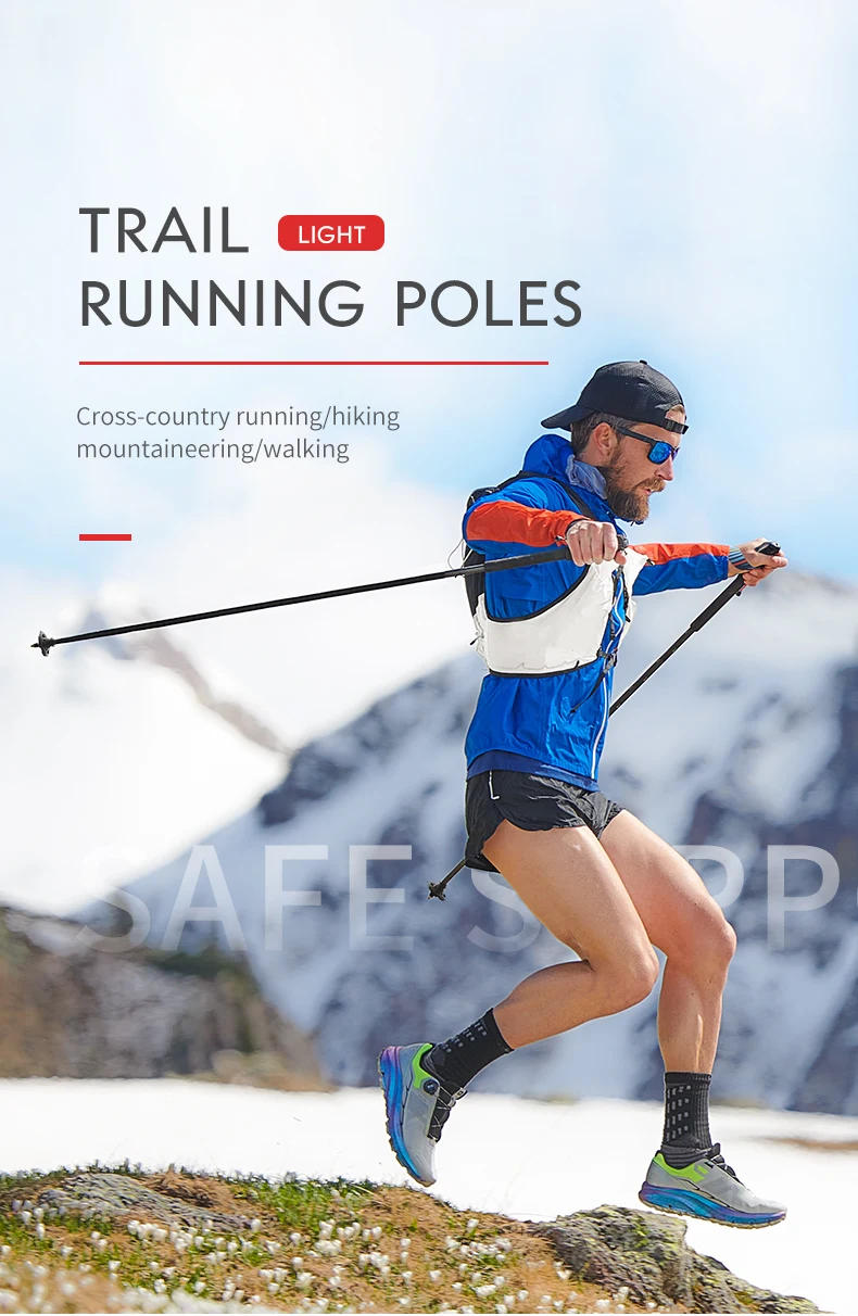 Description Picture 2 of itemAONIJIE E4204 Lightweight Folding Trekking Poles Carbon Fiber Walking Stick Drawstring Fixed for Hiking Running Mountaineering