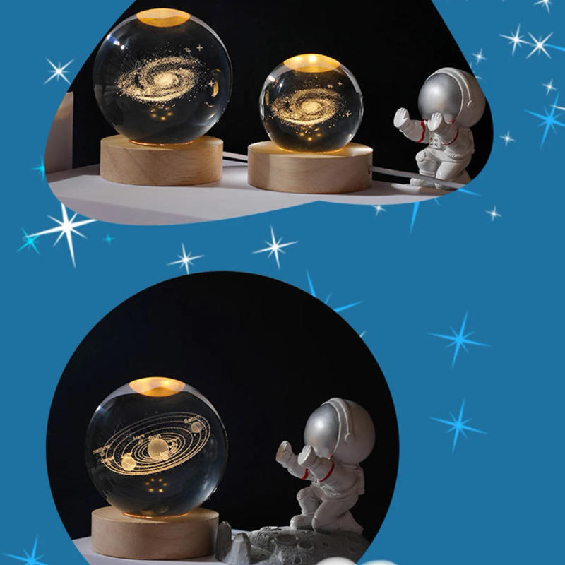 Description Picture 6 of item3D Moon Crystal ball Planetary Night Lights Glowing Planet Galaxy Astronaut Table Desktop Home Decoration for Birthday Gift