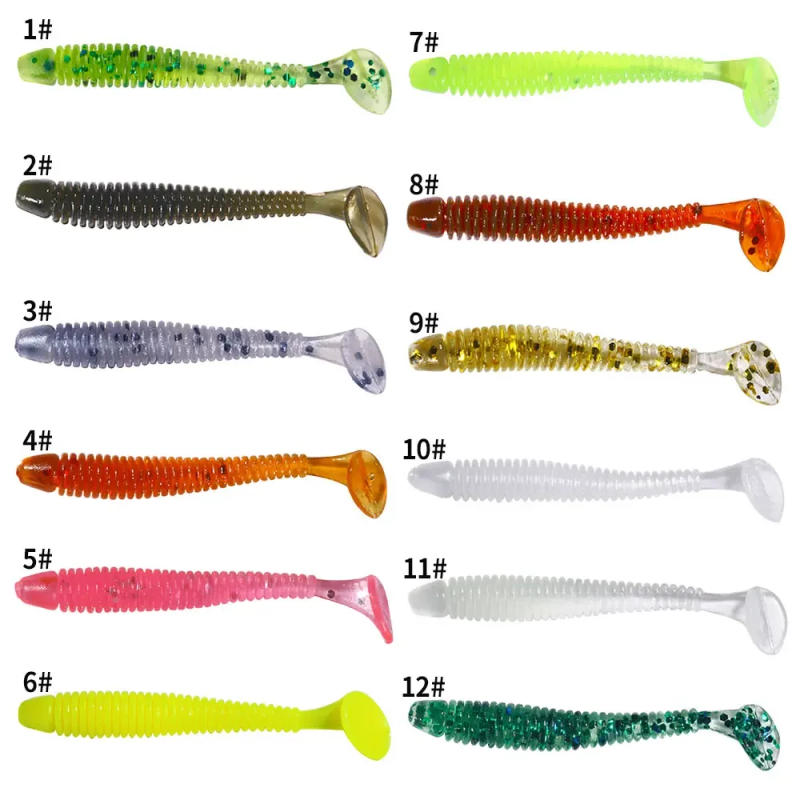 Description Picture 4 of itemFishing Lure Soft Tail Bait Set Grub Worm Swimbaits Silicone Wobblers Pesca Bass Carp Fishing Tackle Random Color 50/100Pcs
