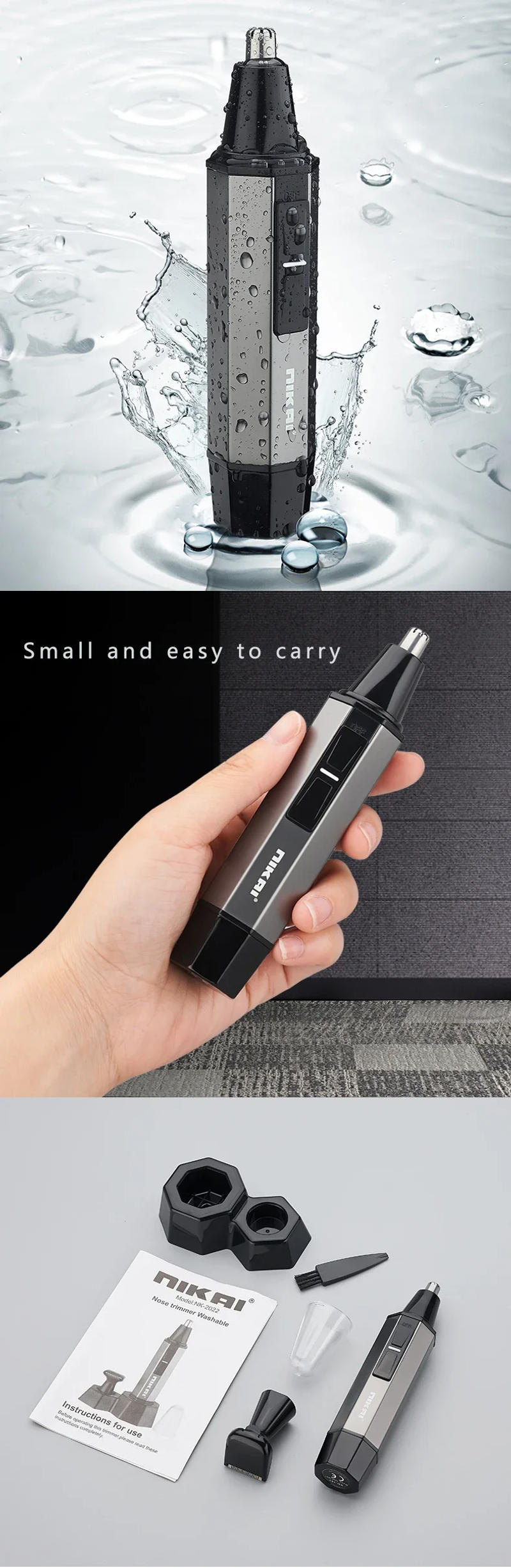Description Picture 5 of itemRESUXI NIKAI Men's Ear And Nose Hair Trimmer 2 In 1 Multifunction Corner Knife Electric Eyebrow Trimmer With LED Light