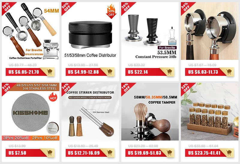 Description Picture 3 of itemCoffee Distributor Espresso Distribution Tool 51mm/53mm/58mm Leveler Three Angled Slopes Adjustable Palm Tamper For Portafilter