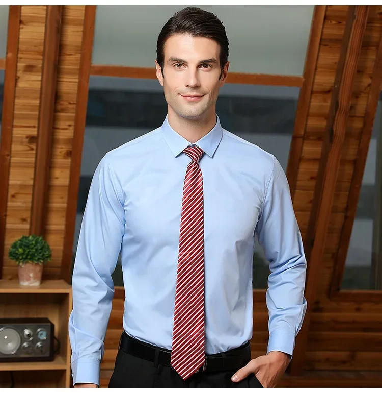 Description Picture 5 of itemMen's Silk Touch Long Sleeve Solid Basic Dress Shirt Without Pocket Regular-fit Non-iron Bamboo Fiber Business Stretch Shirts