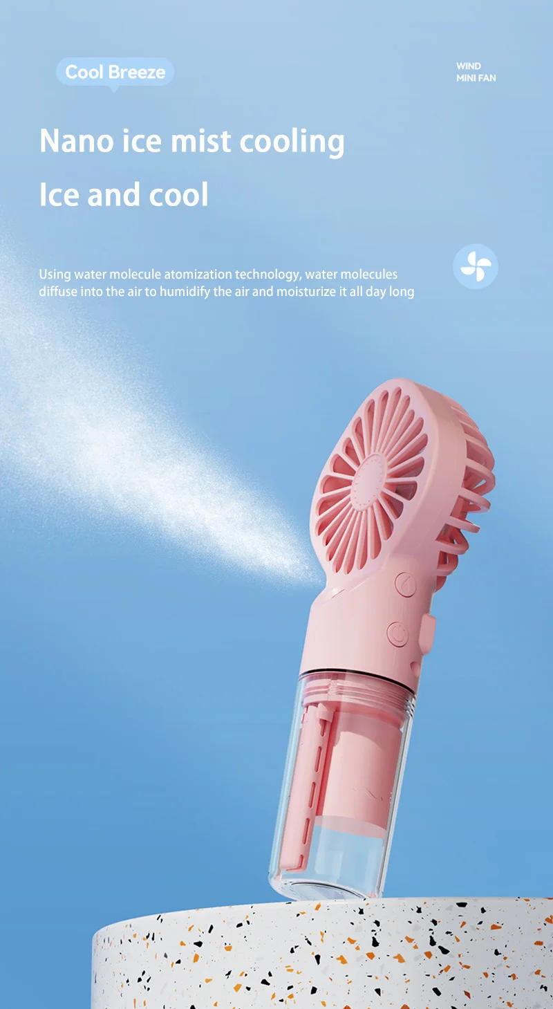 Description Picture 5 of itemHumidifier Fan Mini Handheld Mist Fan Quiet Air Cooling Fan 4 Speeds Portable USB Rechargeable for Home Office Dorm Neck