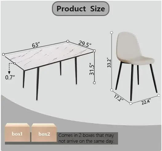 Description Picture 4 of itemDining Table Set for 4, Modern Expandable Kitchen Dining Table Set, Kitchen Table and Chairs Set for 4-6 People, Dining Tables