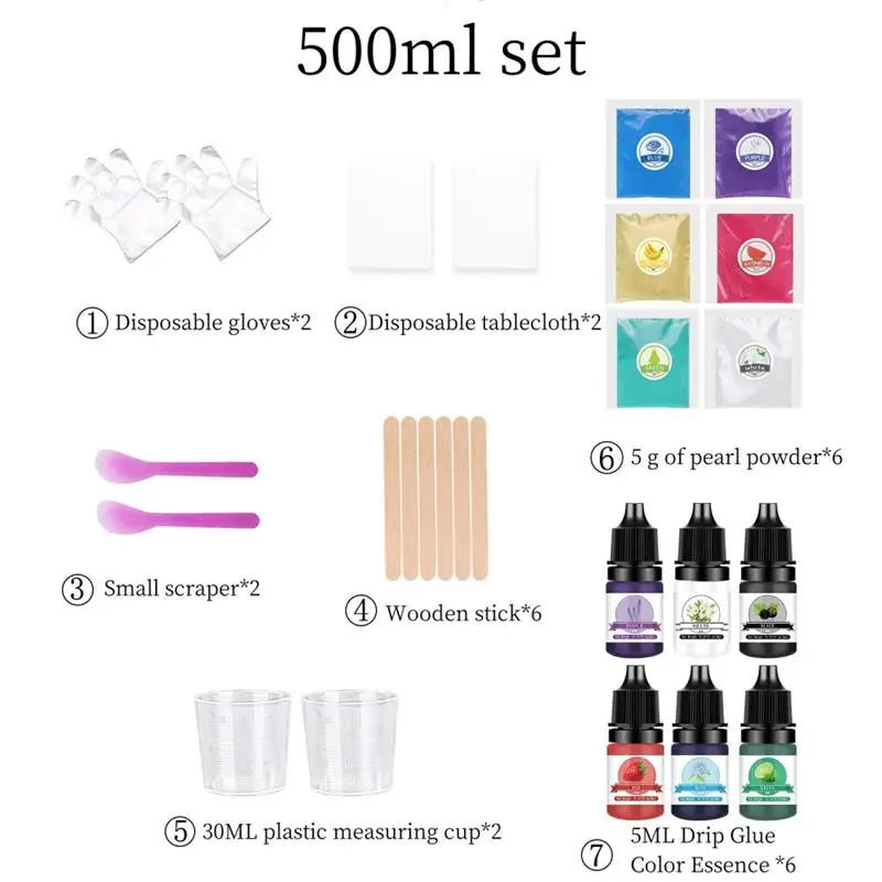 Description Picture 4 of item500/100ML 1:1 AB Glue Kit Crystal High Clear Glue Epoxy Resin Tools Set DIY Resin Epoxy Mold Art Craft  Jewelry Making Supplies