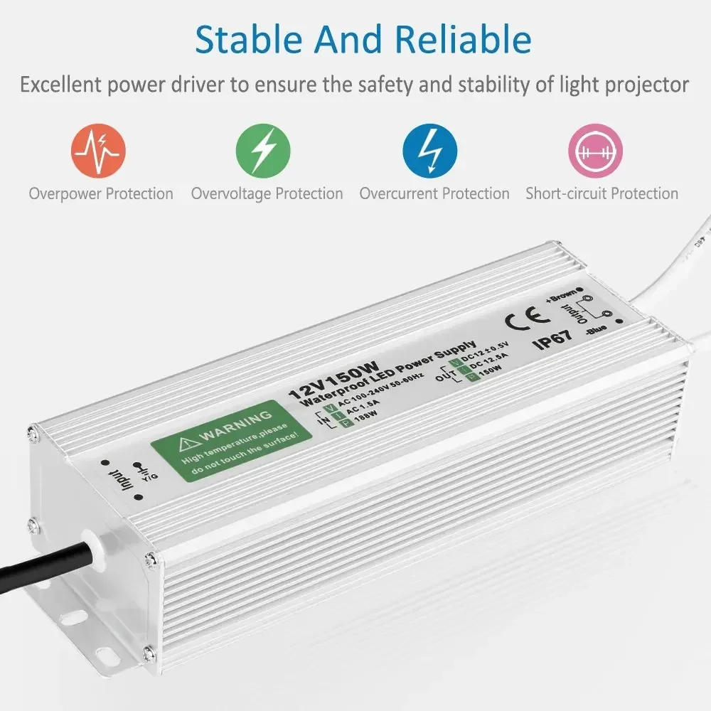 Description Picture 5 of itemAC110V 220V To DC24V/12V Waterproof LED Driver IP67 10W 20W 30W 50W 60W 100W 150W for Led Strip Outdoor LED Power Supply Adapter
