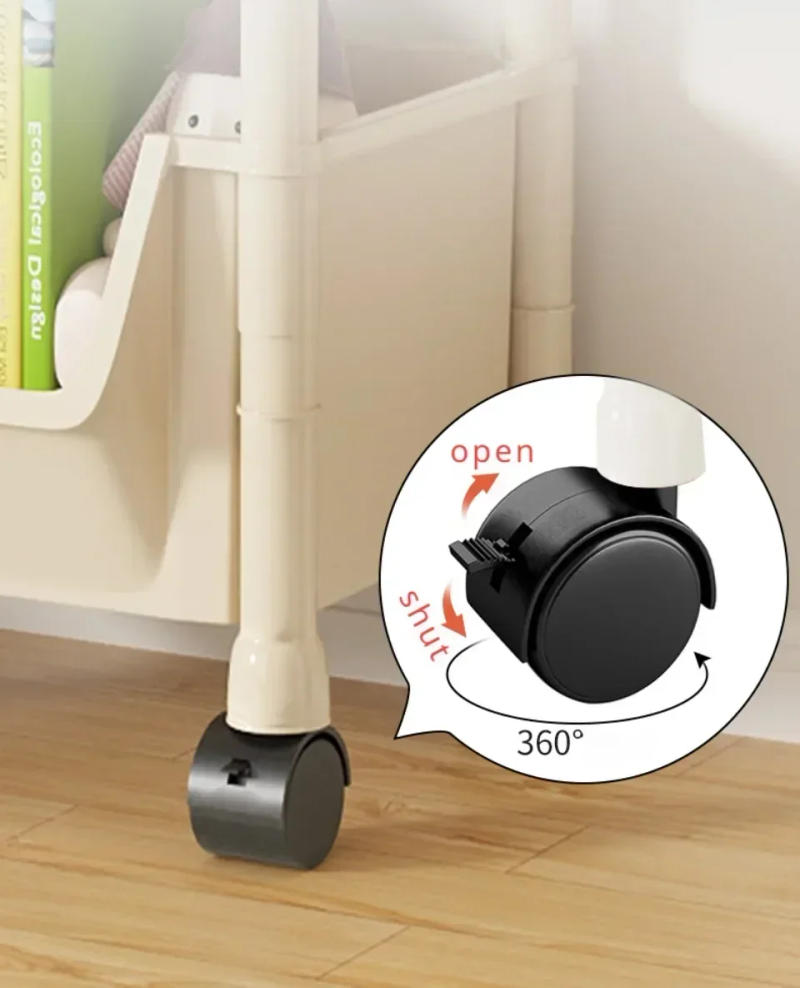 Description Picture 6 of itemTrolley Bookshelf Portable Creative Kitchen Storage Rack Living Room Mobile Display Cabinet Corner Movable Bookshelf With Wheels