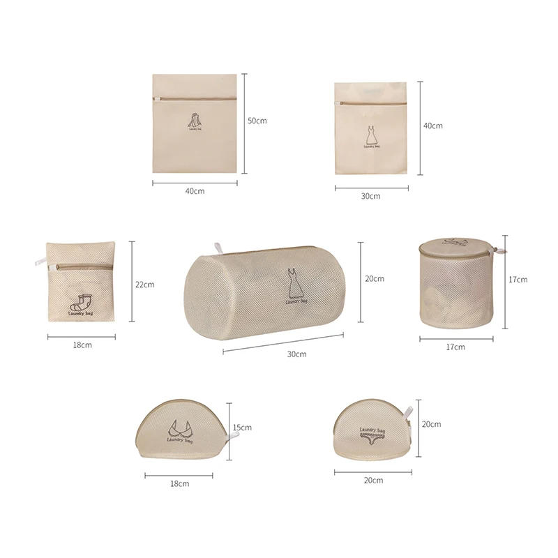 Description Picture 2 of item7Pcs/set Embroidered Lingerie Washing Bag Bra Underwear Clothes Dirty Laundry Bag Mesh Wash Basket Home Organization and Storage