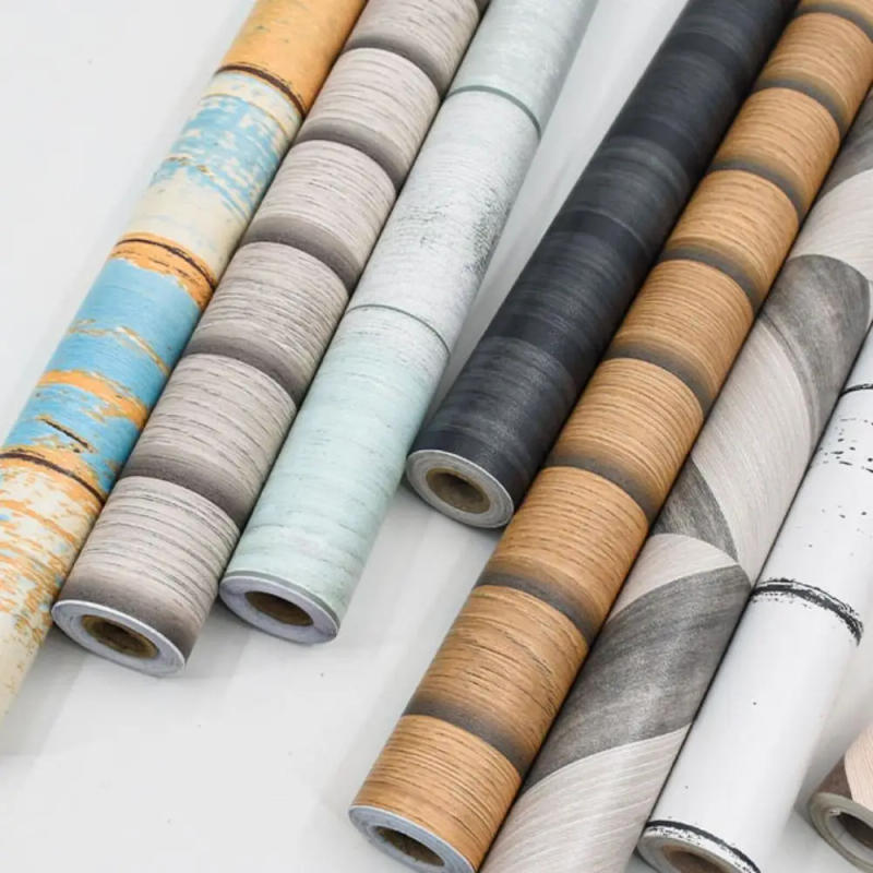 Description Picture 5 of itemWaterproof Self-adhesive Wallpaper Antifouling Easy To Clean Background Wall Sticker Free Tailoring PVC Wood grain wall stickers