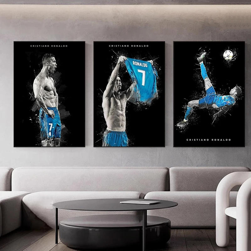Description Picture 3 of itemFamous Football Star Posters Wall Art Canvas Paintings And Prints Pictures For Home Living Room Decor Soccer Fans Souvenir Gifts