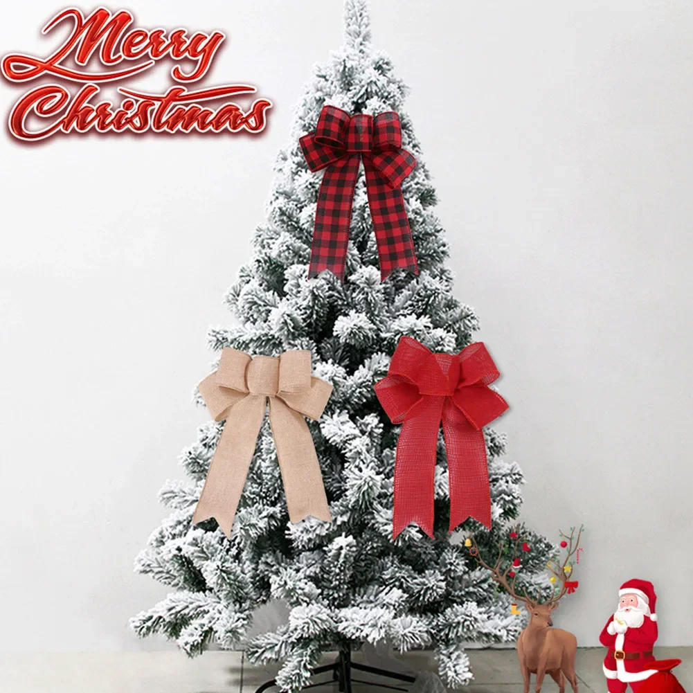 Description Picture 2 of itemRed Christmas Ribbon Bows Hanging Decorations 24*19cm Bowknot Gift Christmas Tree Ornaments Xmas Party Decor New Year 2024