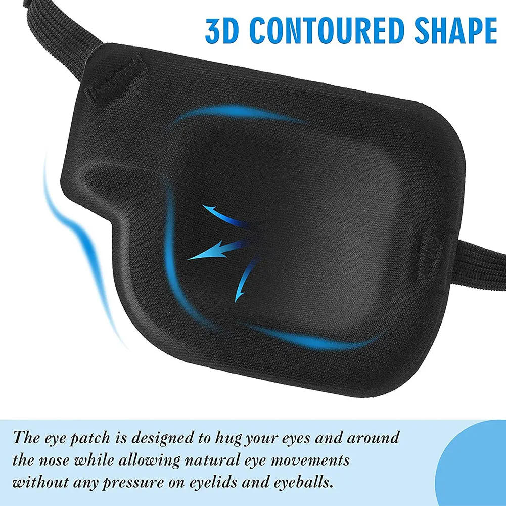 Description Picture 5 of item1PCS Black Single Eye Patch Adjustable 3D Foam Groove Eyeshades For Lazy Eyes Medical Use Concave Eye Patch