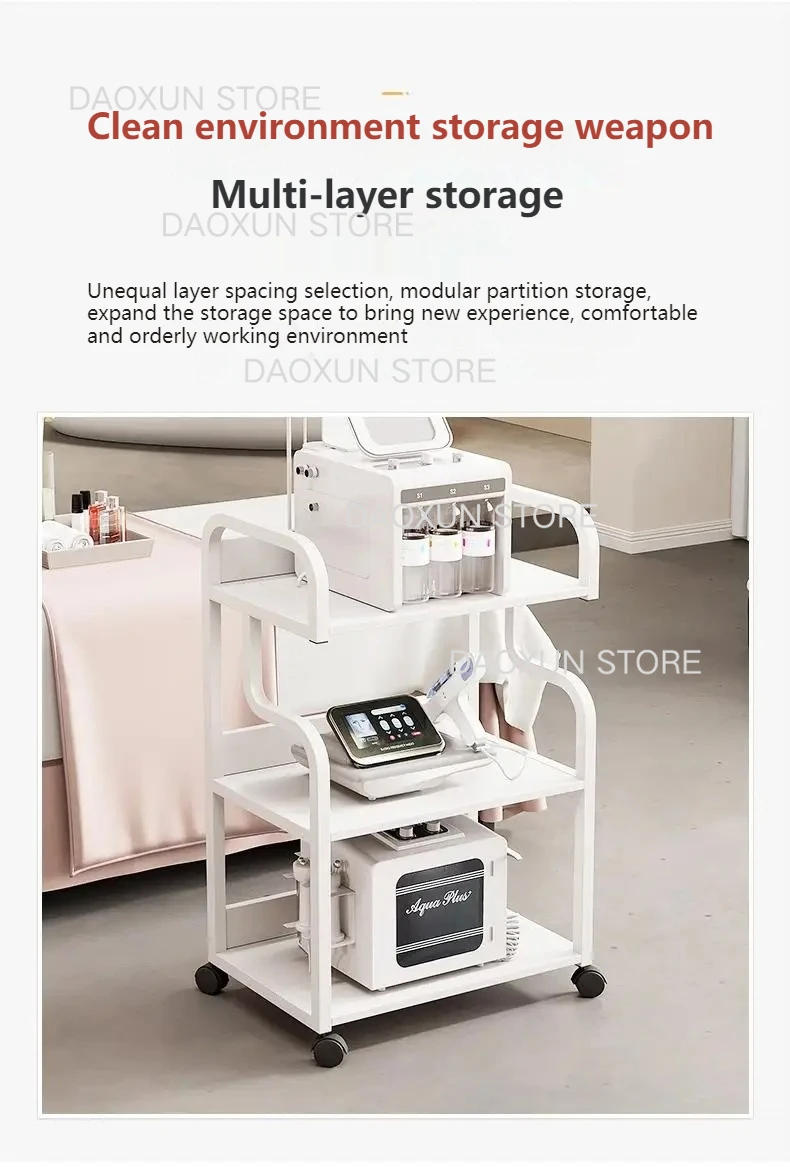 Description Picture 3 of itemTattoo Cart Iron Trolley Shopping Stainless Steel Lash Pedicure Wood Furniture Salon Transparent Small Spa Makeup Dressing Table