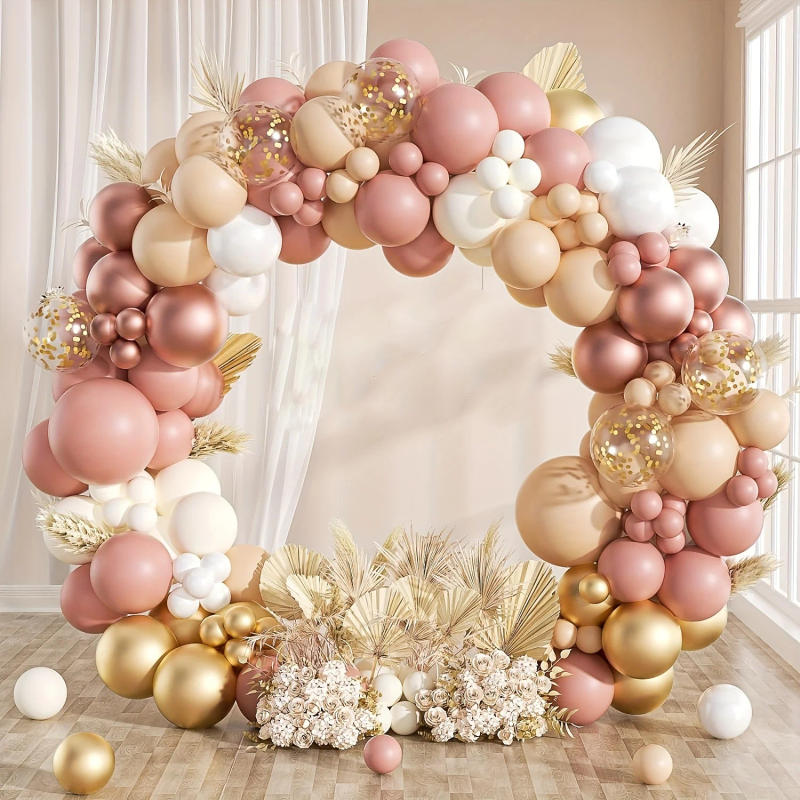 Description Picture 2 of item112pcs Boho Balloons Garland Arch Kit Blush Pink Nude Rose Gold Balloons for Baby Shower Wedding Birthday Party Decorations