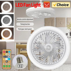 Ceiling Fan LED With Light Remote Control Dimmable Lighting For Bedroom and Living Room E27 Converter Base