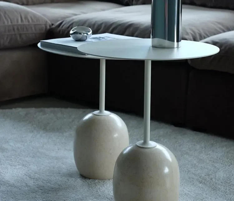 Description Picture 6 of itemExtravagant Danish Design Nordic Marble Cream Wind Small Coffee Table Living Room Sofa Bedside Round Table Furniture