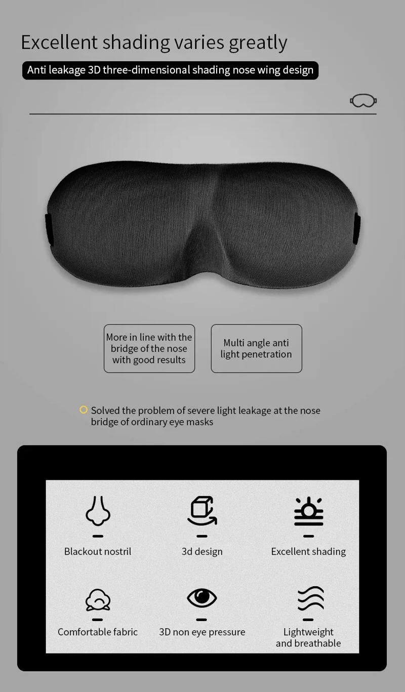 Description Picture 3 of item3D Sleeping Eye Mask Travel Rest Aid Eye Cover Patch Paded Soft Sleeping Mask Blindfold Eye Relax Massager
