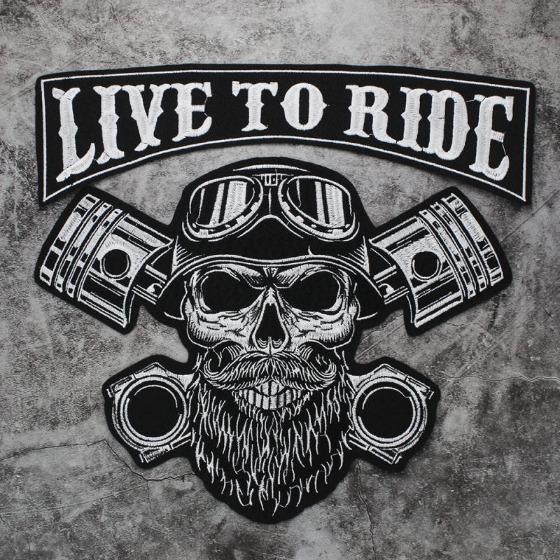 Description Picture 2 of itemLetter Punk Skull Patch Biker Rock Large Embroidered Motorcycle Band Iron On Patches For Clothes Jacket Big Patch Back Badge