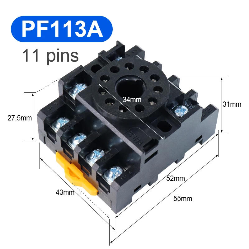Description Picture 3 of itemTimer Relay Socket Base PF083A 8pin PF113A 11pin for H3CR-A8 MK2P-I H3CR-A ST3P-2Z MK3P-I DH48S DH48J Series Relay Mounting