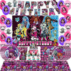Monster Doll Spirit High School Birthday Party Decoration Disposable Tableware Set Backdrop Balloon Banner for Baby Shower Gifts