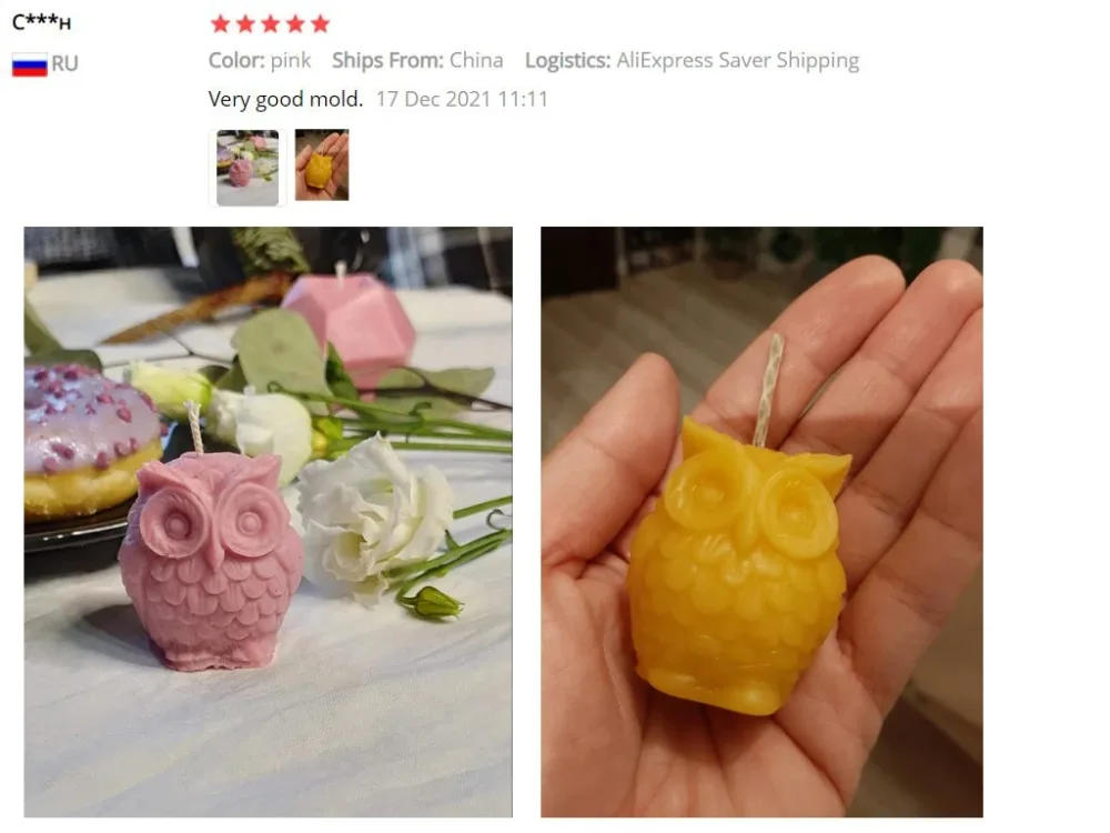 Description Picture 2 of item1pc 3D Owl Candle Mold Silicone Mold for Candle Making DIY Handmade Resin Molds for Plaster Wax Mould Soap Making Cake Kit