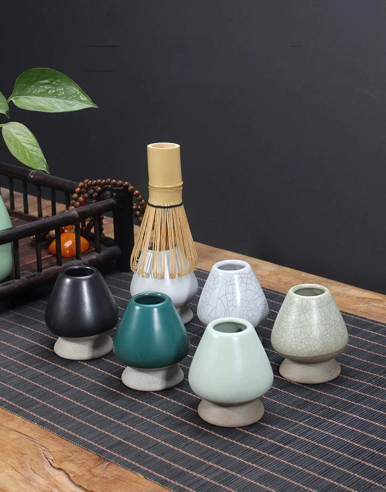 Description Picture 2 of itemJapanese Ceramic Matcha Green Tea Chasen Holder Stand Teaware Matcha Tool Bamboo Whisk Grinder Brushes Holder Tea Accessories
