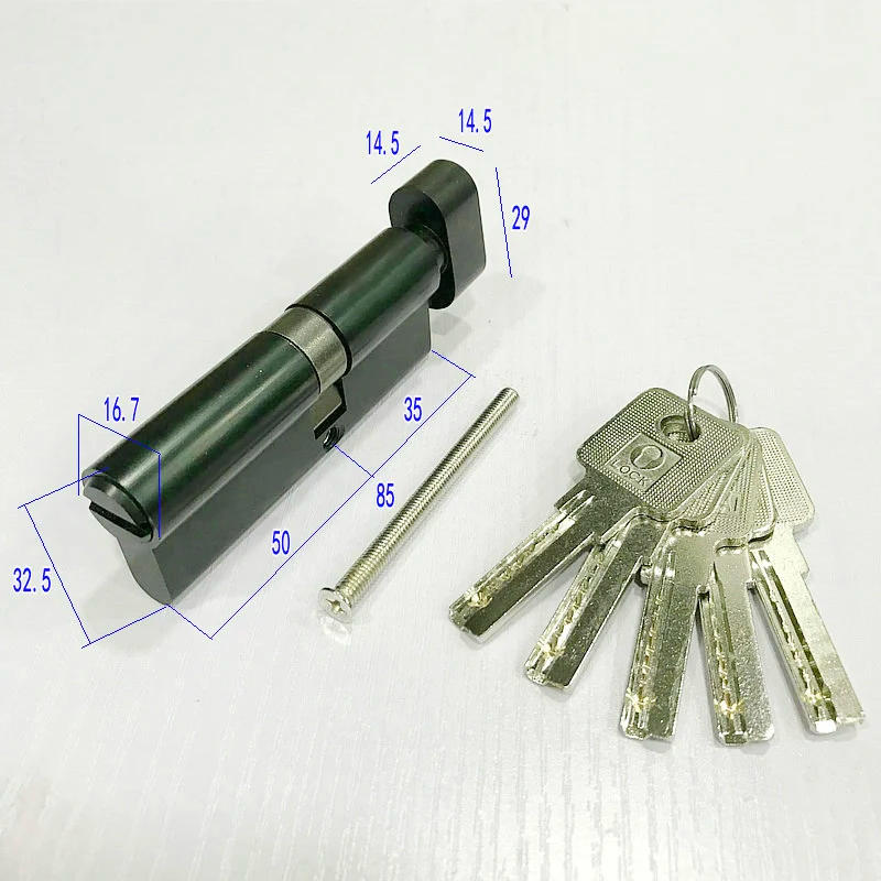 Description Picture 3 of itemBlack Custom Cylinder Open Lock Door Window  Security  80/85mm Cylinder  Living Room  Lock Handle Customized  Brass Key