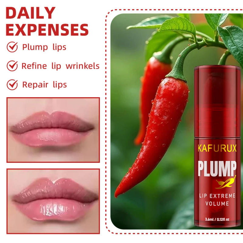 Description Picture 4 of item1PC Chili Pepper Lip Plumper Oil Long Lasting Moisturizing Lip Gloss Serum Instant Volumising  Essence Oil Lip Makeup for Women