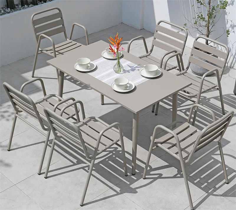 Description Picture 5 of itemNordic Light Luxury Aluminum Round Table and Chairs Set Outdoor Furniture Outdoor leisure Courtyard Garden Patio Furniture Set Z