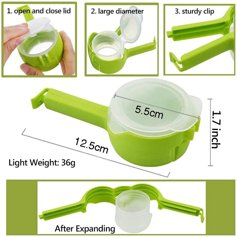 Description Picture 2 of itemFood Preserving Bag Closure Clip Oat Dispense Spout Snack Bag Clip Moisture Seal Clip Fresh Keeping Sealer Clamp Kitchen Gadget