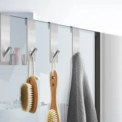 Bathroom Bathrobe Hanger Holder Stainless Steel Over Glass Door Shower Door Back Shower Towel Rack S-Shape Hooks