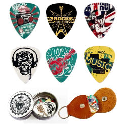 Guitar Picks 6 Pieces Cool Celluloid Guitar Picks In a Box With Picks Holder Unique Guitar Gift