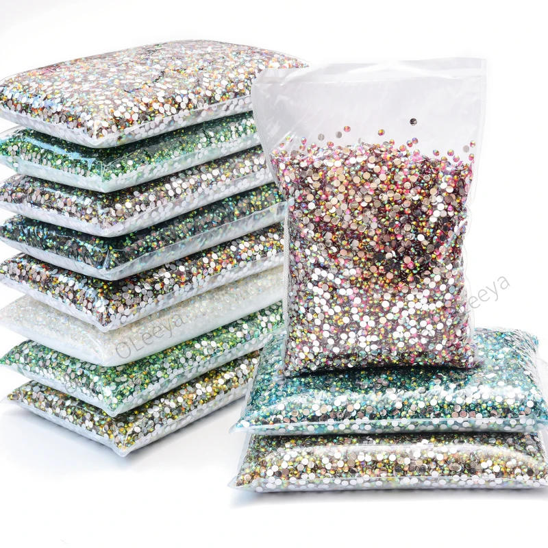 Description Picture 3 of itemOleeya Wholesale Flatback Silver bottom Resin Cтразы Non hotfix Rhinestones in Big Package Glitter Crystals and Strass For 네일파츠