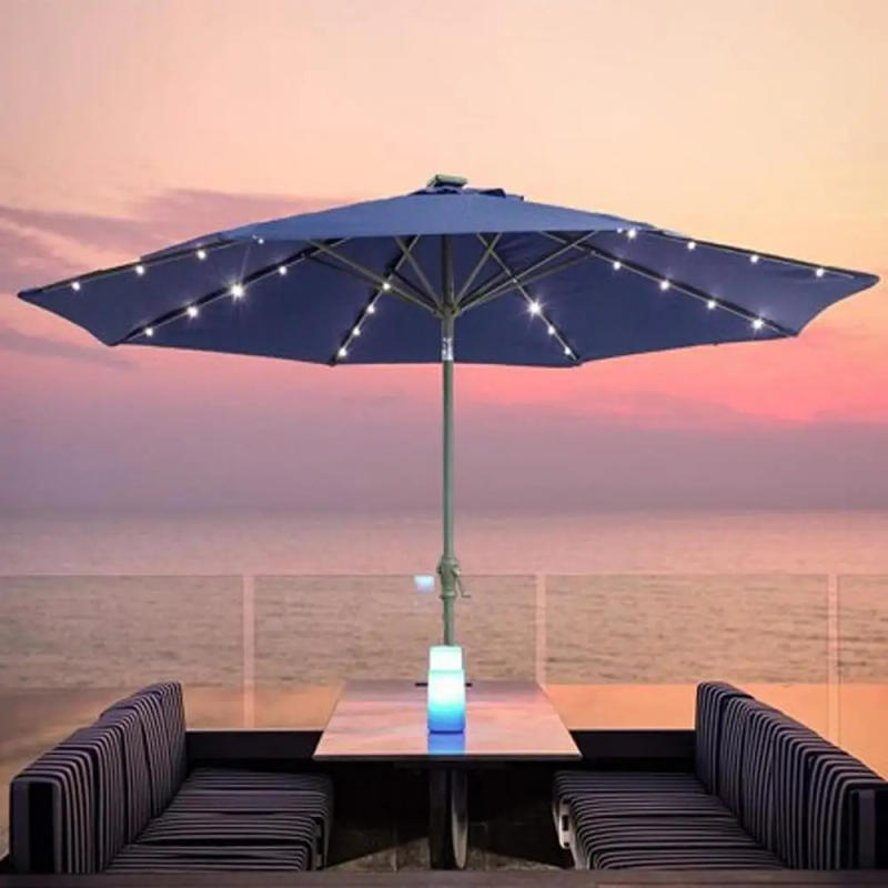 Description Picture 6 of itemSolar LED Lighted Patio Umbrella Cantilever Hanging Umbrella with 8 Brightness Modes Outdoor Decors Camping Tent Lamp Light