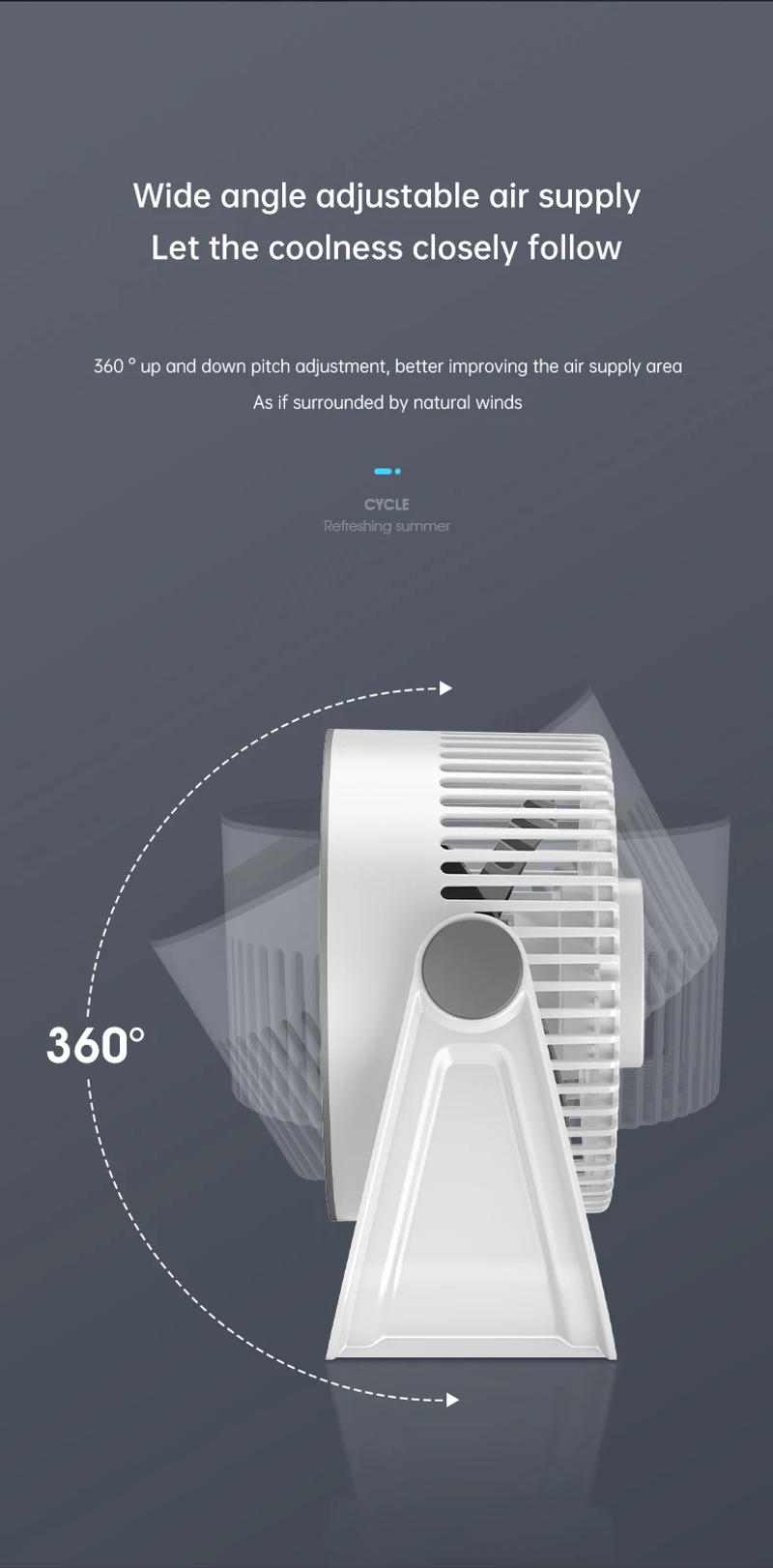 Description Picture 6 of itemDesktop Fan Air Circulation Fan USB Rechargeable Outdoor Camping Portable Wall Mounted Small High Wind Fan For Student Home Use