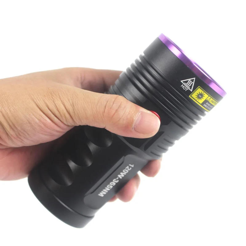 Description Picture 3 of item120W 365nm UV Flashlight 6-Core Purple Ultraviolet Blacklight TYPE-C  Rechargeable Carpet Pet Urine Detector Catch Scorpions