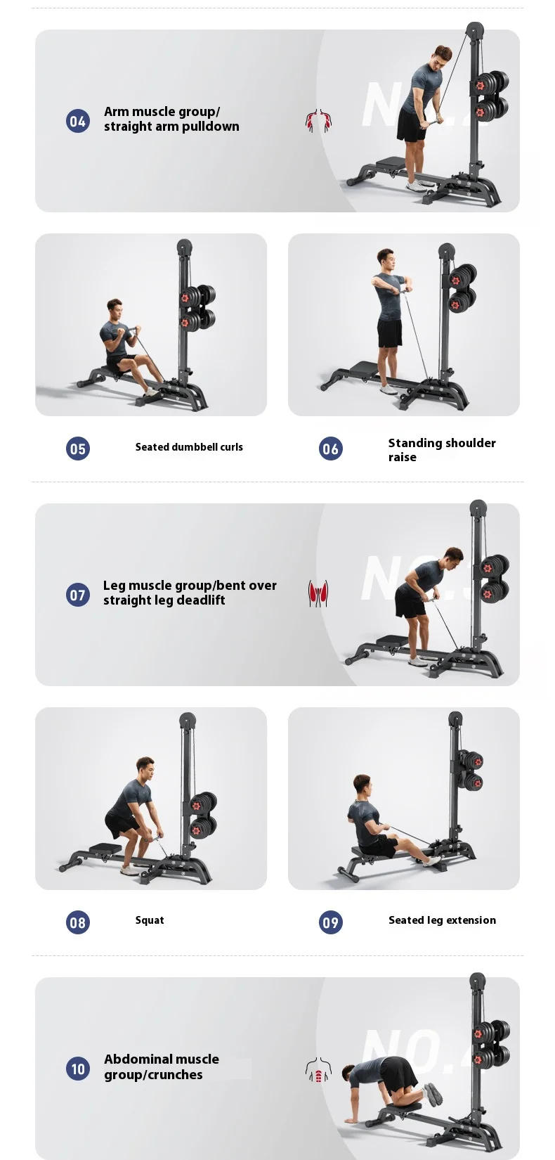 Description Picture 5 of itemRowing Machine Multi Functional Fitness Home Sports Equipment  Foldable Four in One Strength Training Weightlifting Machines