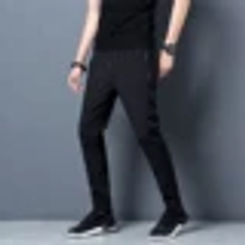 Mens Ice Silk Summer Tight Casual Sports Jogging Straight Pants Gym Training Workout Fitness Trousers Zip Up Casual Male Pants