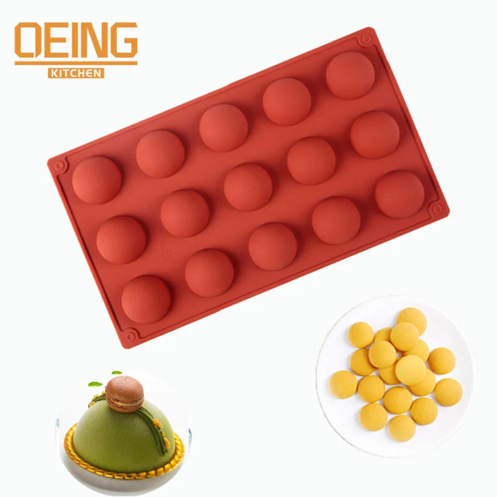 Description Picture 6 of item6/8/15/24 Holes Half Ball Sphere Round Silicone Mold 3D Brownie Pudding Mousse Chocolate Dessert DIY Baking Cake Decoration Tool