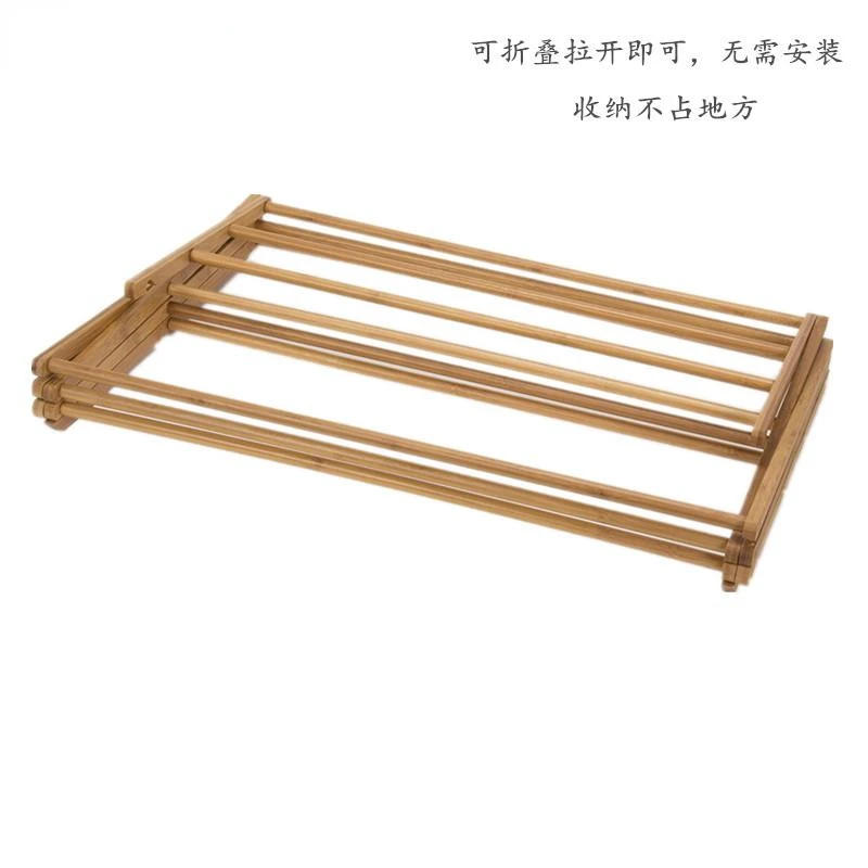 Description Picture 5 of itemFoldable floor to ceiling balcony clothes  bamboo  , bathroom towel  storage rack without punching holes