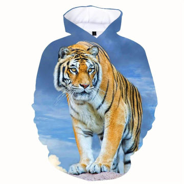 3d Print Animal Tiger Hoodie For Men Hot Sale Casual Long Sleeves Sweatshirt Loose Oversized Hoodies Women Tops Kids Coat