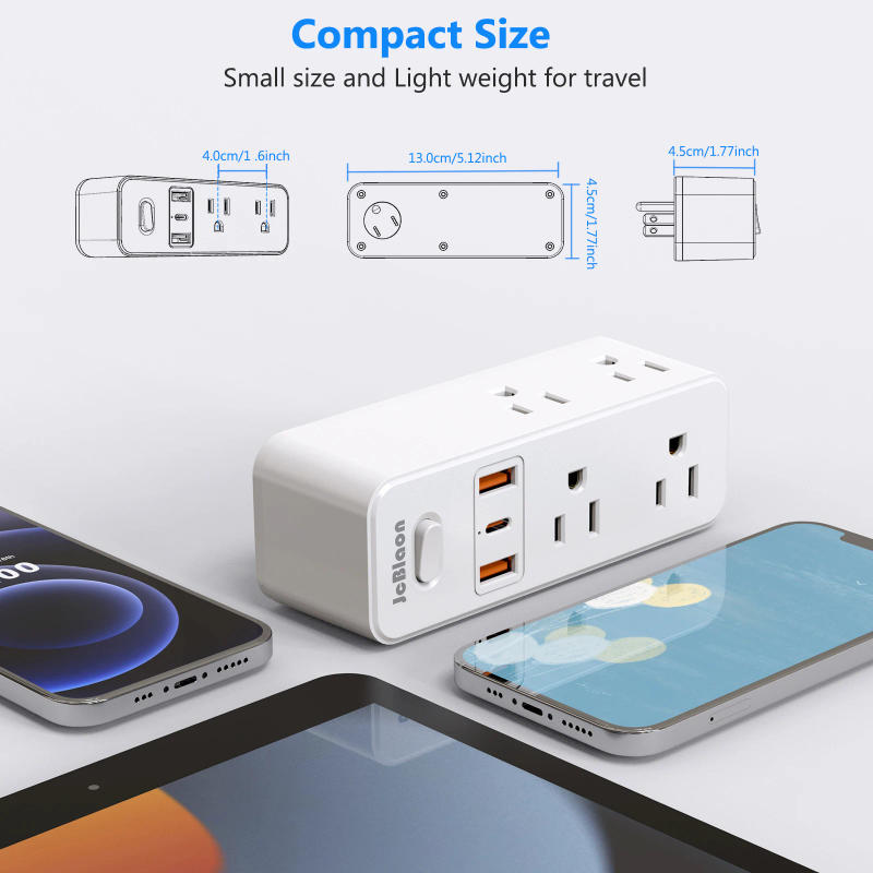 Description Picture 4 of item360°Rotating US Plug 9-IN-1 Power Strip AC Outlets USB Type-C Charge,Multiple Wall Socket with Switch Network Filter for Home